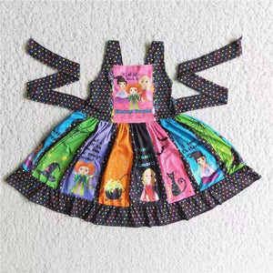 E3-4 halloween toddler clothes girls fall clothes cartoon twirl dress