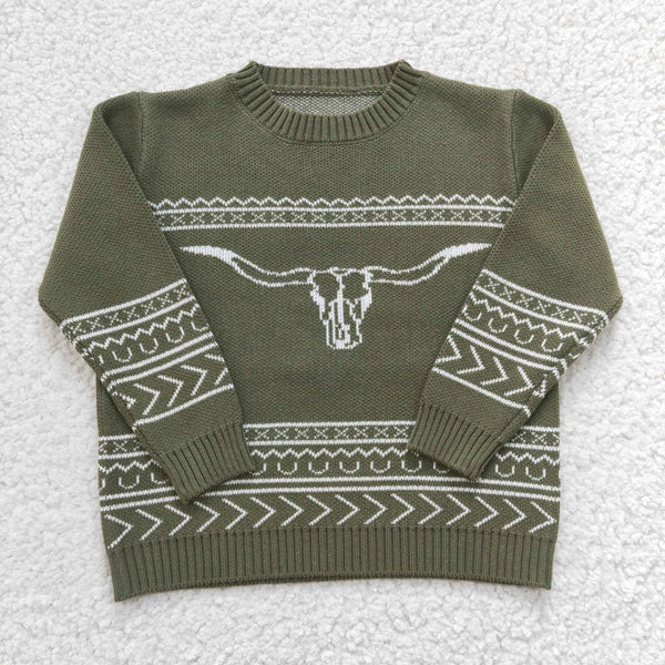 BT0178 baby boy clothes green cow sweater shirt