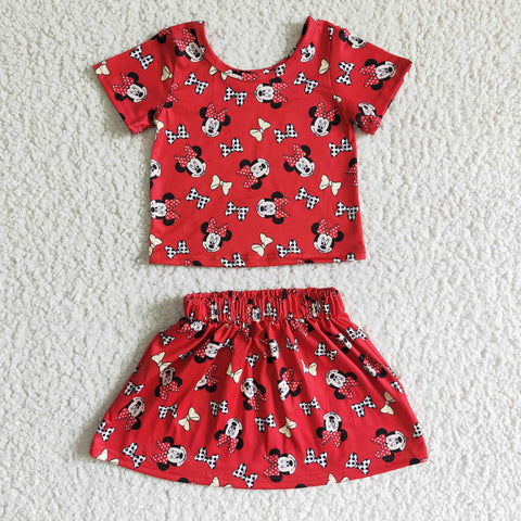 GSD0038 girl clothes summer skirt red cartoon short sleeve set-promotion 2024.3.23 $5.5
