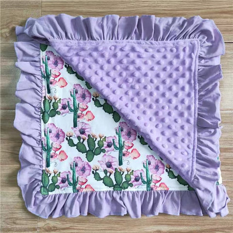 BL0002 baby newborn purple floral blanket