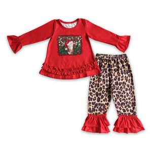 GLP0343 baby girl clothes cow red christmas outfits
