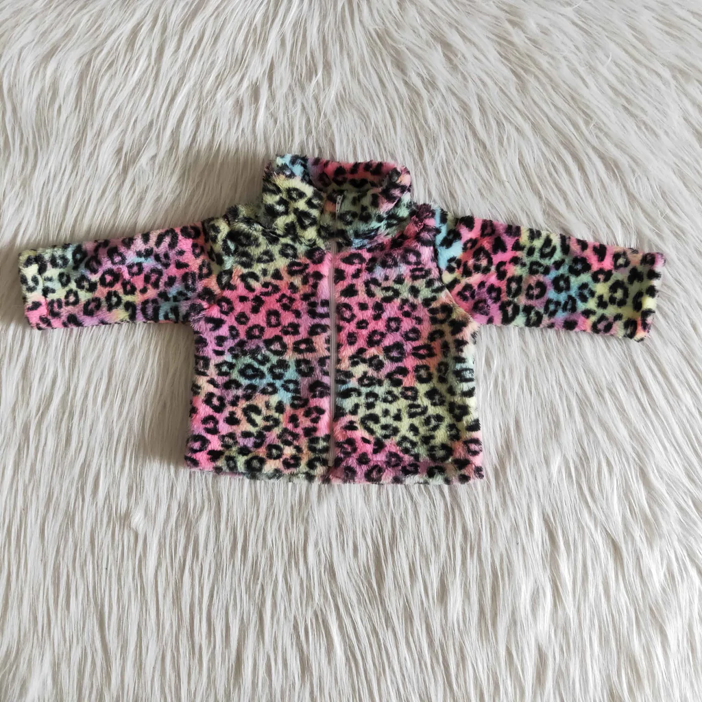 A23-26 baby girl clothes leoaprd fur winter coat