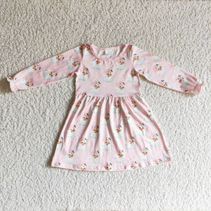 GLD0123 baby girl clothes pink santa claus dress