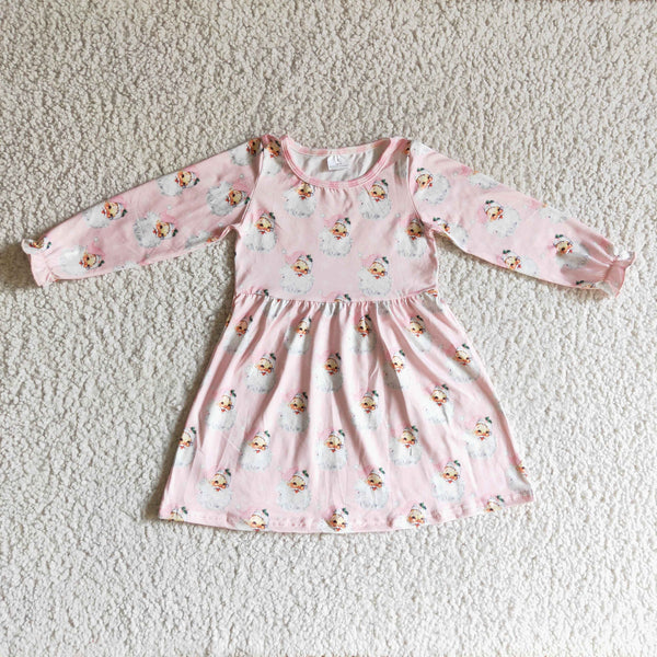 GLD0123 baby girl clothes pink santa claus dress