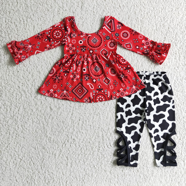 GLP0091 baby girl clothes red cow winter outfits