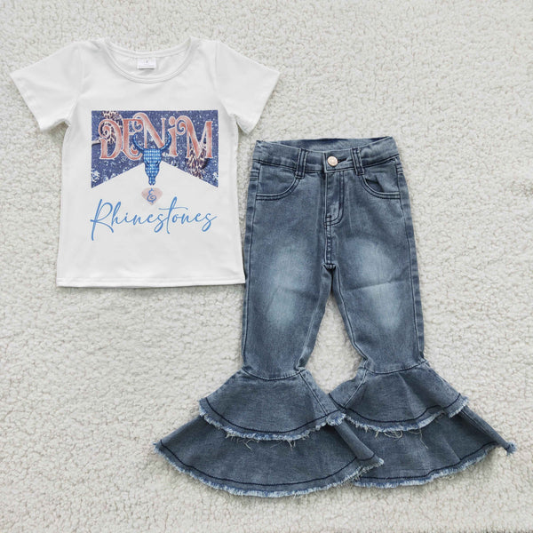 GSPO0454 toddler girl clothes denim pant fall spring outfit
