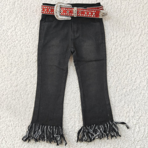 D4-30 baby girl clothes black tassel jeans winter pant 2