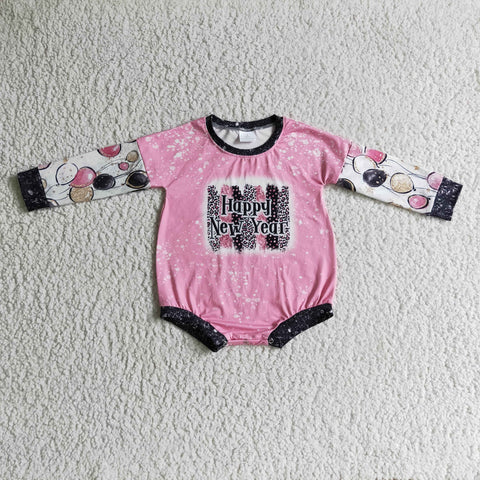 LR0184 baby girl clothes happy new year long sleeve bubble