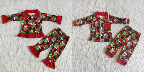 baby girl clothes cartoon red matching christmas pajamas set