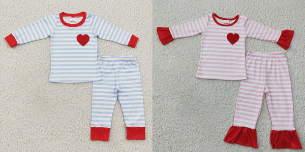 toddler clothes stripe heart embroidery valentines day matching clothing