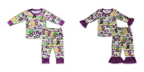 kids clothing Mardi Gras matching pajamas set