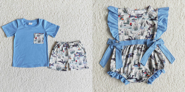 toddler clothers blue matching duck summer clothing