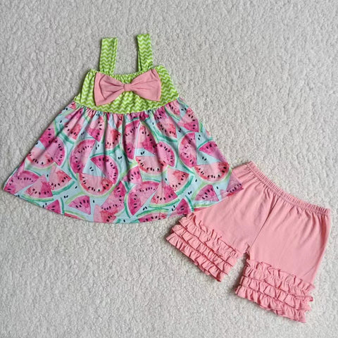 B3-3 baby girl clothes watermelon outfit summer shorts set-promotion 2024.2.24