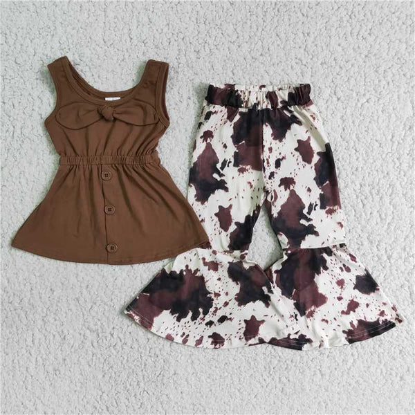 A18-12 baby girl clothes brown cow fall spring outfits