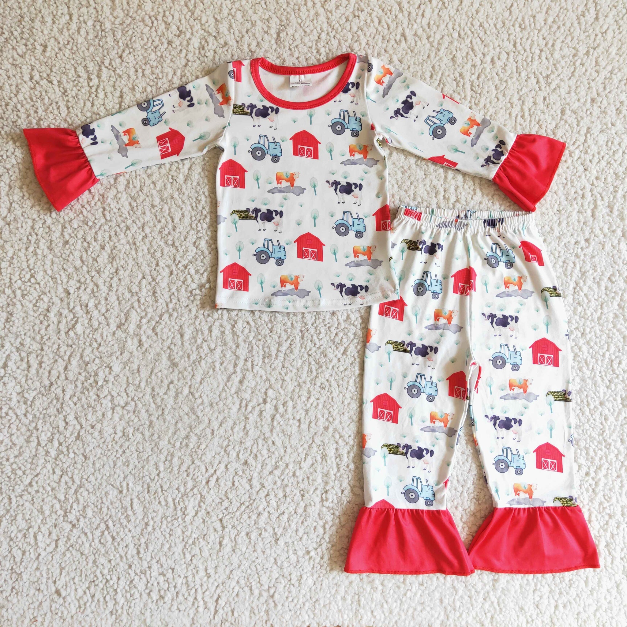 GLP0280 sleepwear baby girl clothes farm long sleeve pajama sets