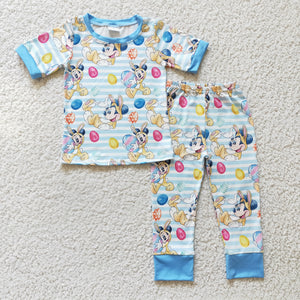 BSPO0048 baby boy clothes cartoon blue fall spring pajamas set