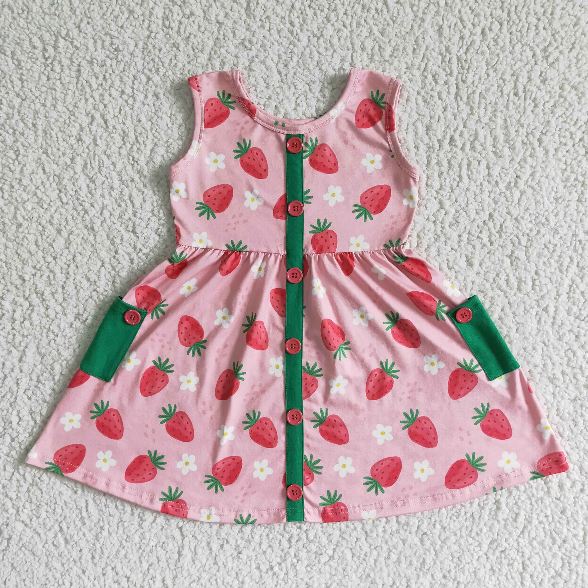 kids clothing summer strawberry sleeveless dress
