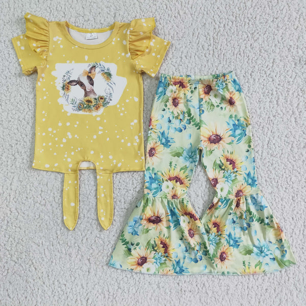 GSPO0089 deer yellow fall spring short sleeve outfits