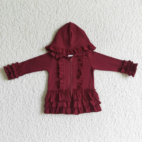 gt0014 jackets girl knit cotton dark red winter coats