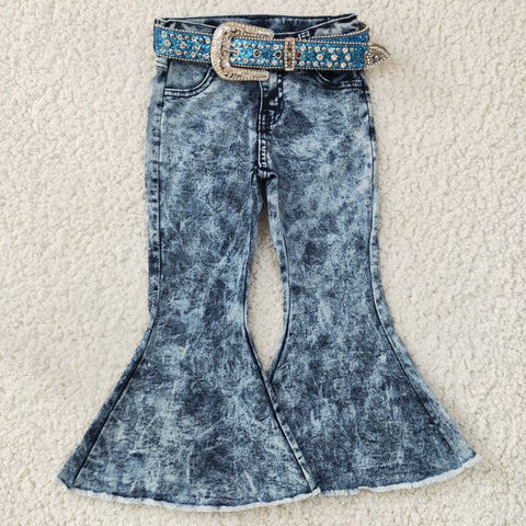 P0008 baby girl clothes blue jeans bell bottom pant 2