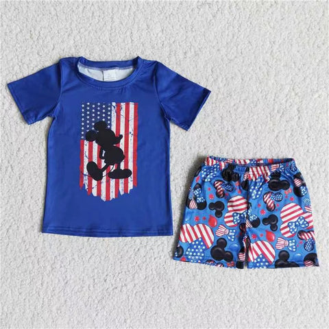 B1-13 boy july 4th cartoon summer outfits-promotion 2024.4.22 $5.5