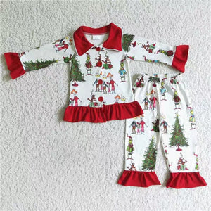 6 A11-29 baby girl clothes cartoon christmas pajamas set