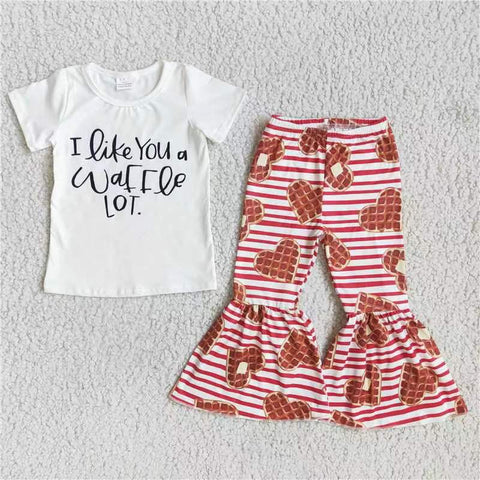 D9-4 baby girl clothes heart i like you valentines day short sleeve set-promotion 2024.1.20