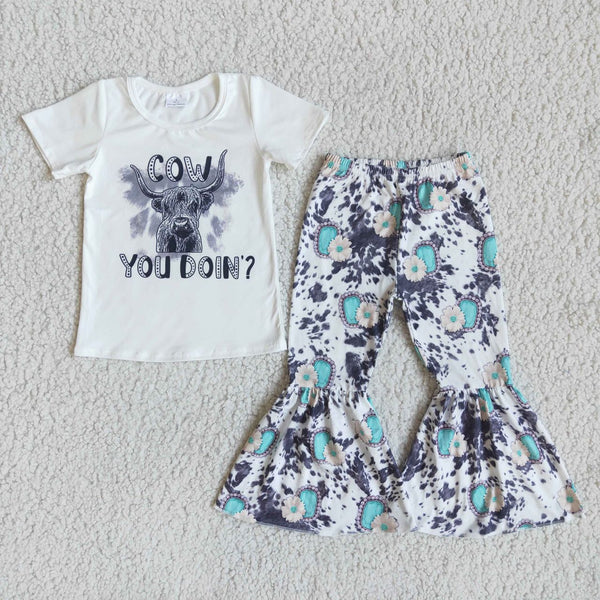 E9-30 cow you don't toddler girl clothes fall spring outfits