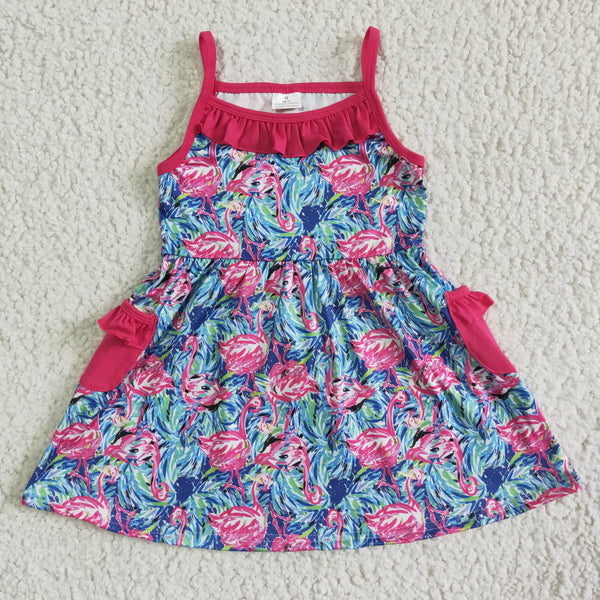 GSD0078 kids clothing Flamingo summer dress