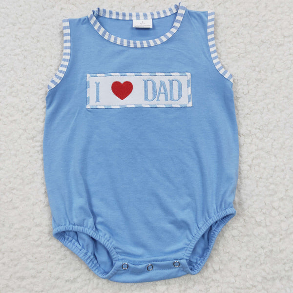 SR0236 baby boy clothes i love dad father's day bubble embroidery romper
