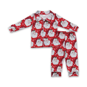 6 C7-24 baby boy clothes santa claus red christmas pajamas set
