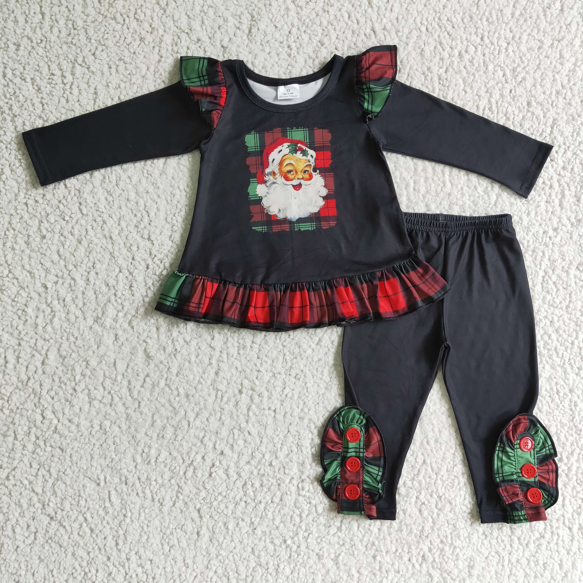 GLP0259 baby girl clothes black santa claus christmas outfits