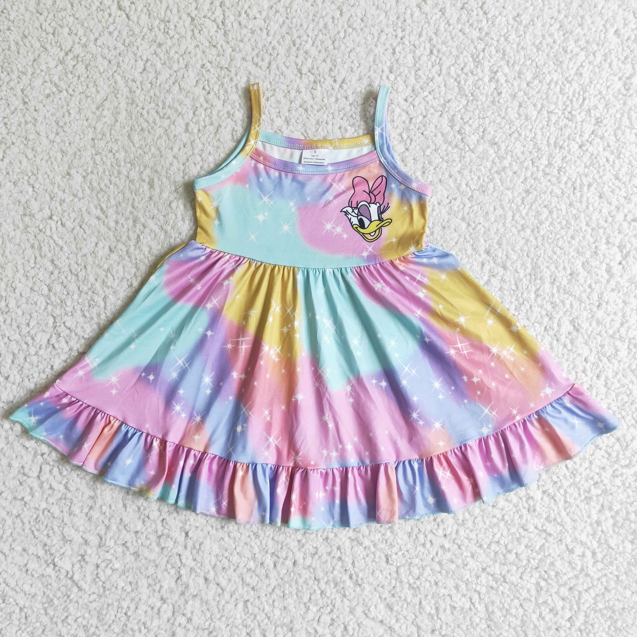 GSD0126 girl summer cartoon duck colorful dress