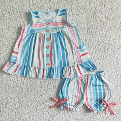 GSSO0045 kids clothing colorful stripe sleeveless summer outfits