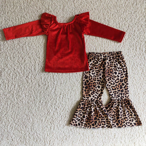 GLP0312 toddler girl clothes velvet leopard girls winter clothing