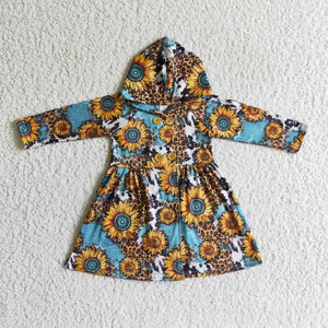 GT0028 baby girl clothes winter jackets girl sunflower coat
