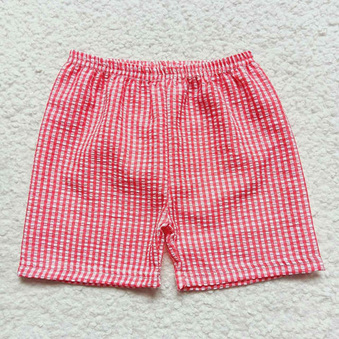 SS0076 toddler boy summer shorts red boy seersucker bottom