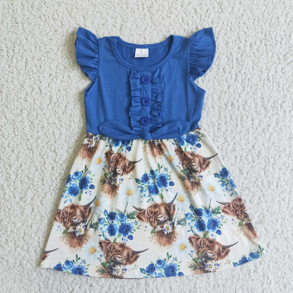 GSD0124 girl summer blue floral dress