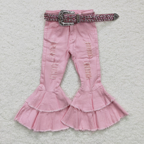 P0005 baby girl clothes pink bell bottom pants jeans 2