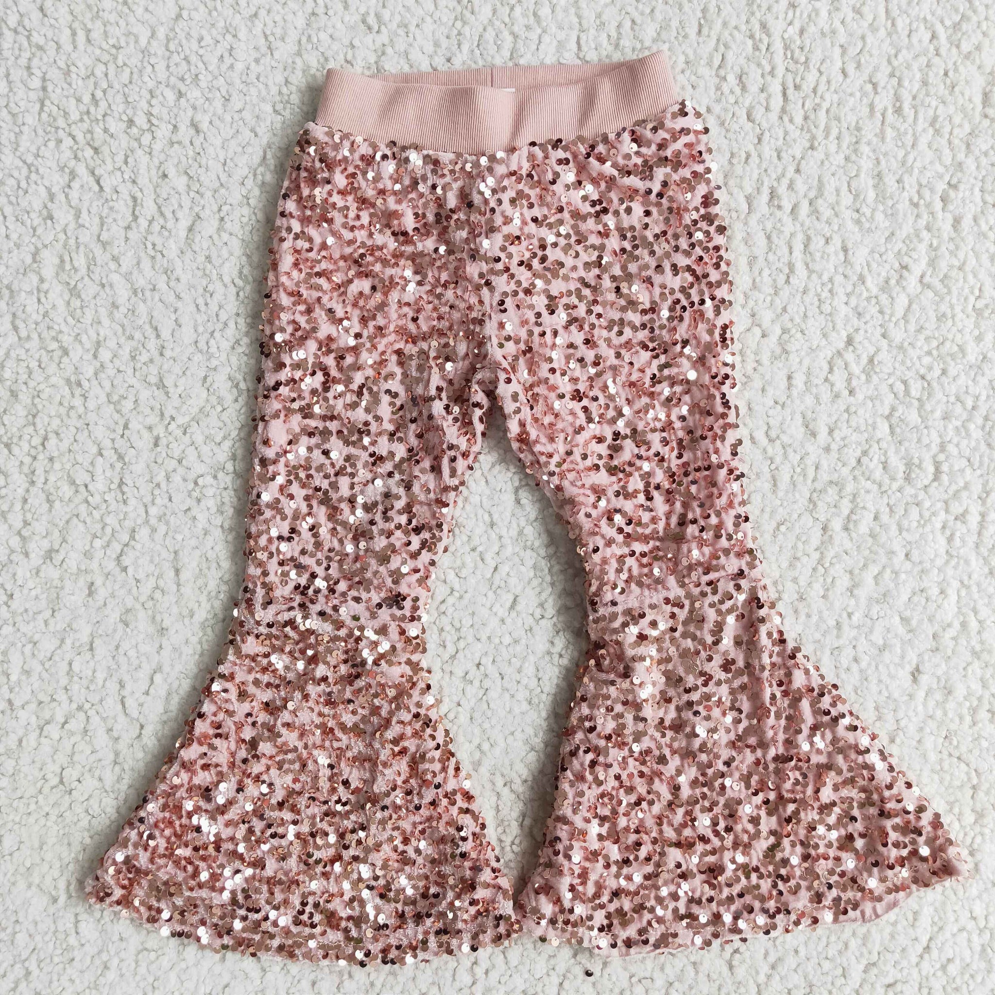 E2-28 girl pink sequin winter pants
