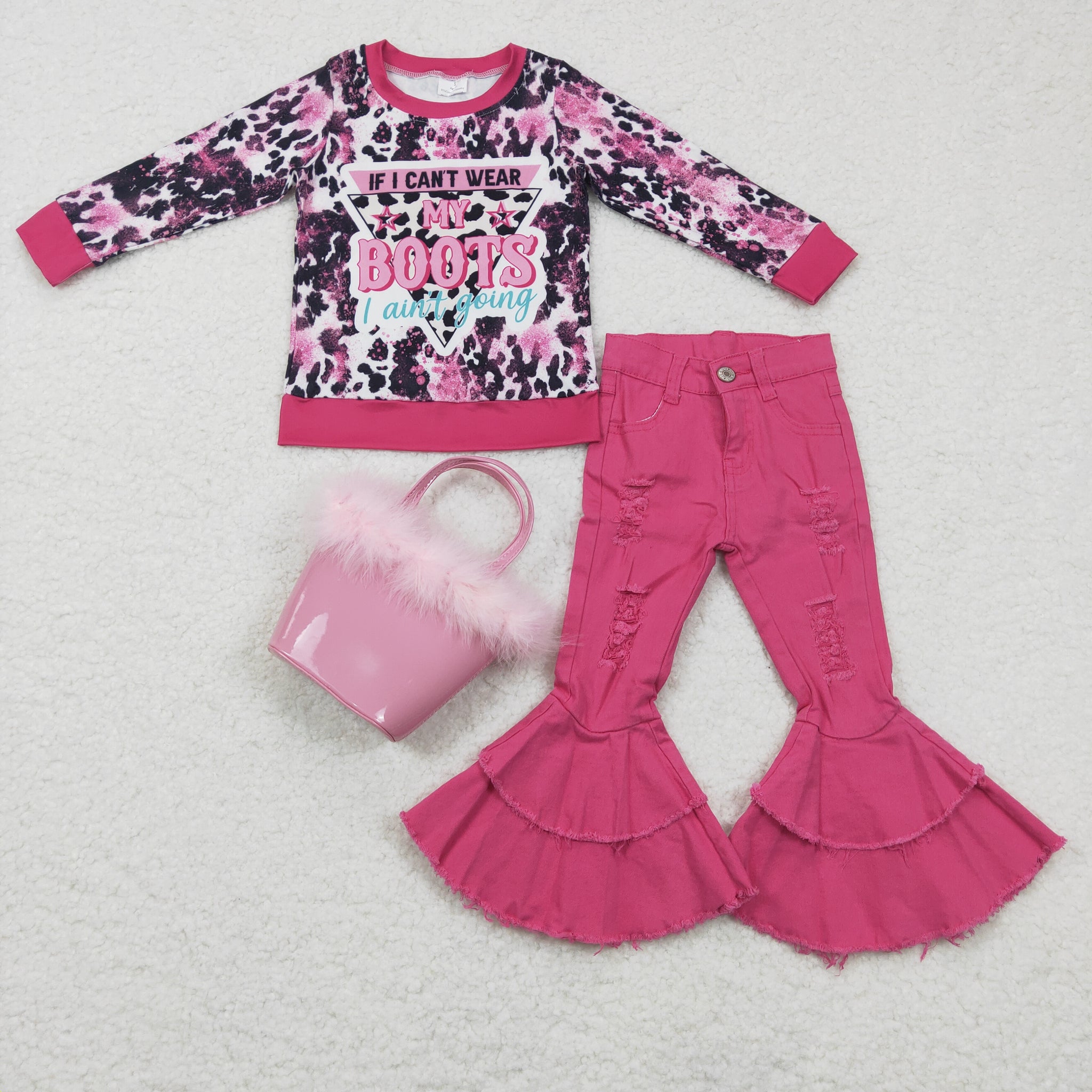 GLP0403 baby girl clothes pink boots winter outfits