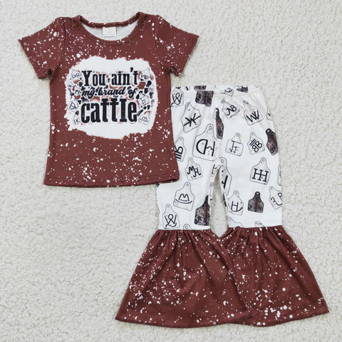 GSPO0355  baby girl clothes brown cattle fall spring outfits