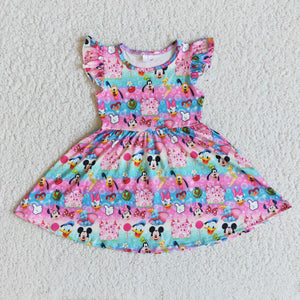 Aa-12 baby girl clothes cartoon twirl summer dress