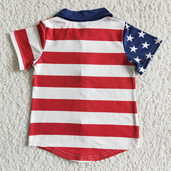 B17-19 baby boy clothes july 4th star stripe summer tshirt