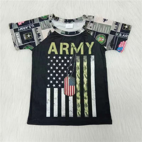 C7-2 boy green army short sleeve tshirt top-promotion 2024.3.16 $2.99