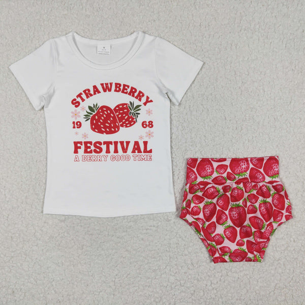 GBO0097 baby clothes strawberry bummies summer outfit