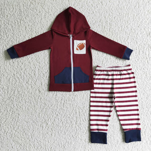BLP0093 baby boy clothes football zipper outfits