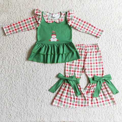 GLP0270 baby girl clothes green santa claus christmas outfits