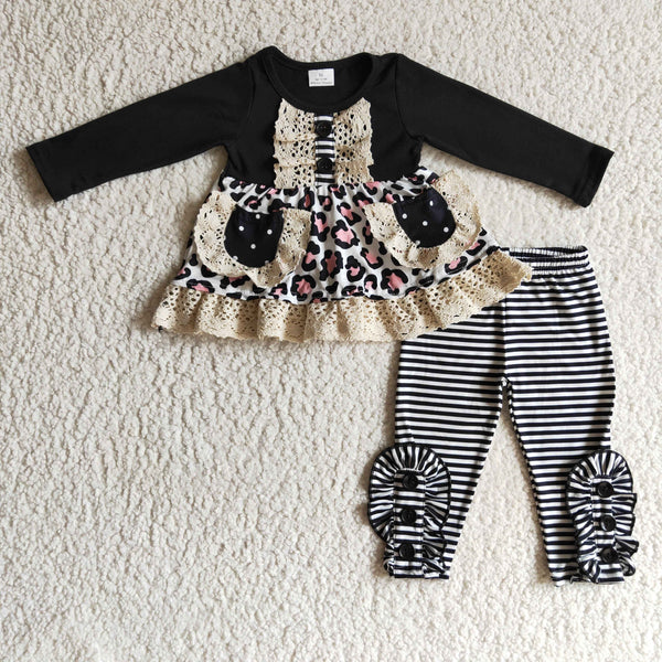 baby girl winter clothes black leopard matching clothes