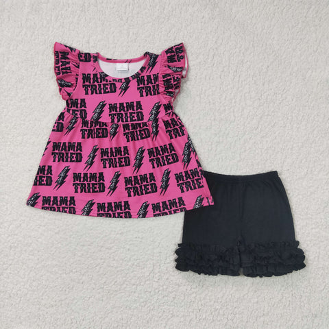GSSO0199 kids clothes girls mama tired summer outfits